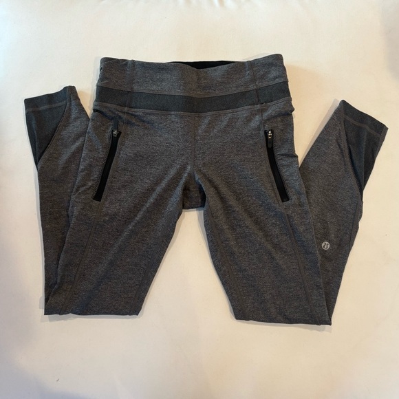 lululemon athletica Pants - lululemon heathered gray zip-pocket leggings
